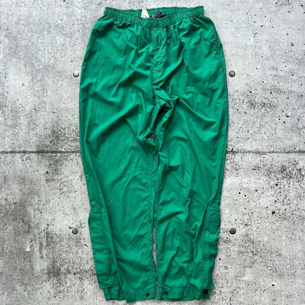 Vintage Polo Ralph Lauren Pants Men Large Green Nylon Track USA Made Golf Jogger